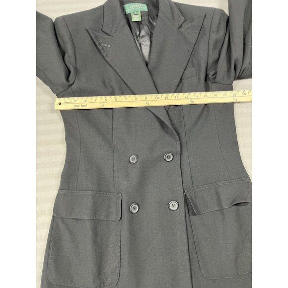 Lauren Ralph Lauren Blazer Womens 8 Black Wool Lined Double Breasted Made in USA - Picture 4 of 11
